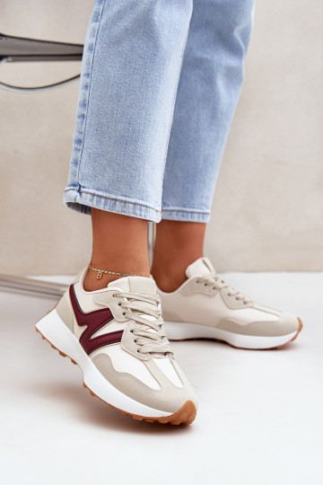 zapatillas Zapatillas modelo zapatos. Femenino beige-borgoña Britma 2