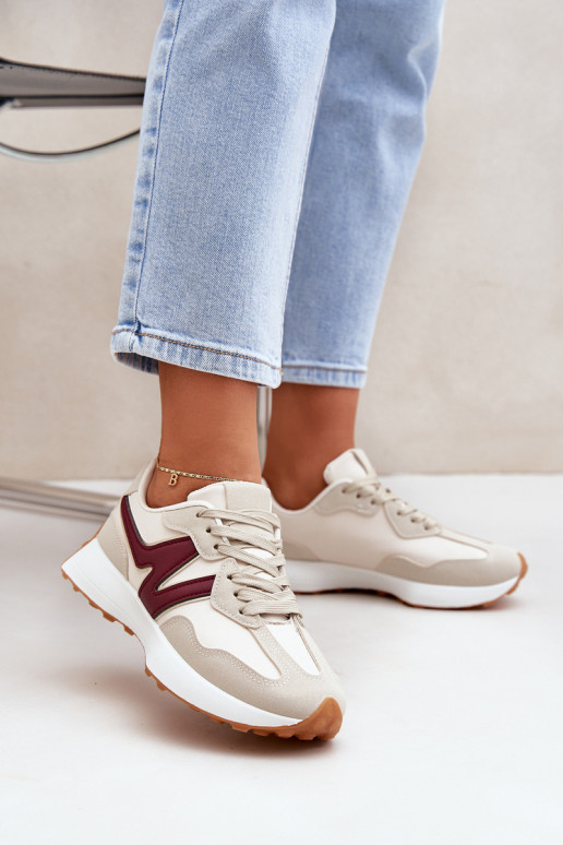 zapatillas Zapatillas modelo zapatos. Femenino beige-borgoña Britma