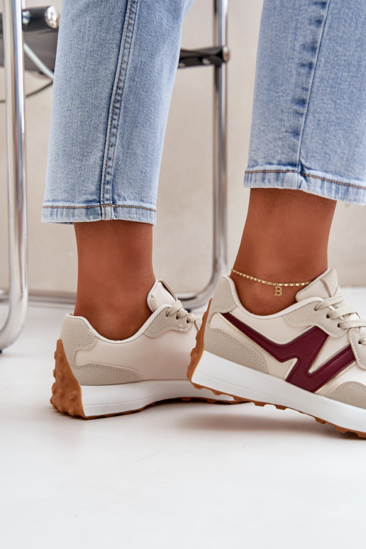 zapatillas Zapatillas modelo zapatos. Femenino beige-borgoña Britma