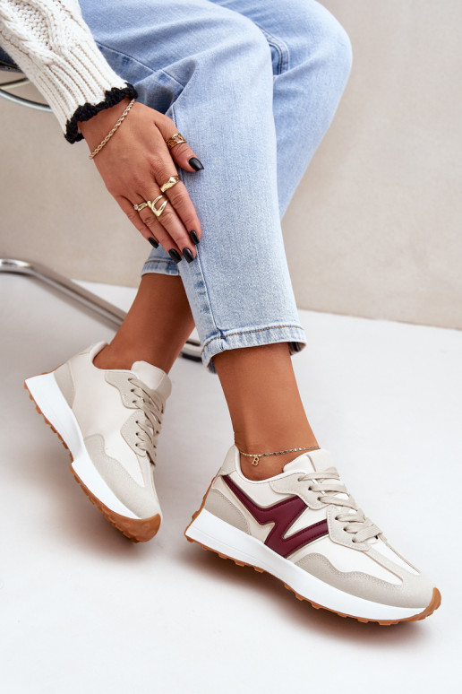 zapatillas Zapatillas modelo zapatos. Femenino beige-borgoña Britma