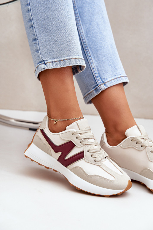 zapatillas Zapatillas modelo zapatos. Femenino beige-borgoña Britma