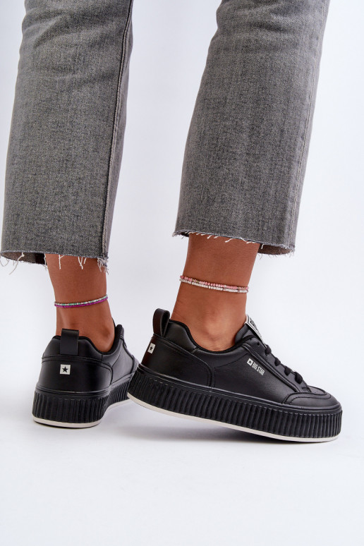 Zapatillas modelo zapatos. Femenino con una plataforma Big Star NN274255 de color negro