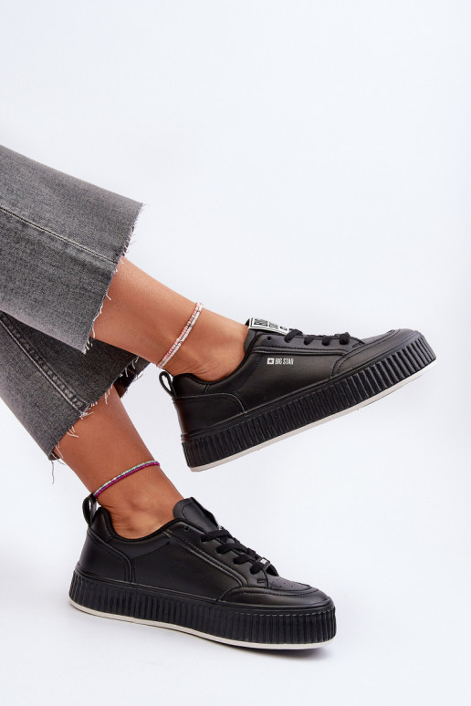 Zapatillas modelo zapatos. Femenino con una plataforma Big Star NN274255 de color negro