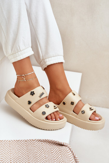 Zapatillas ligeras zapatillas de mujer Z Przypinkami beige Ravanala