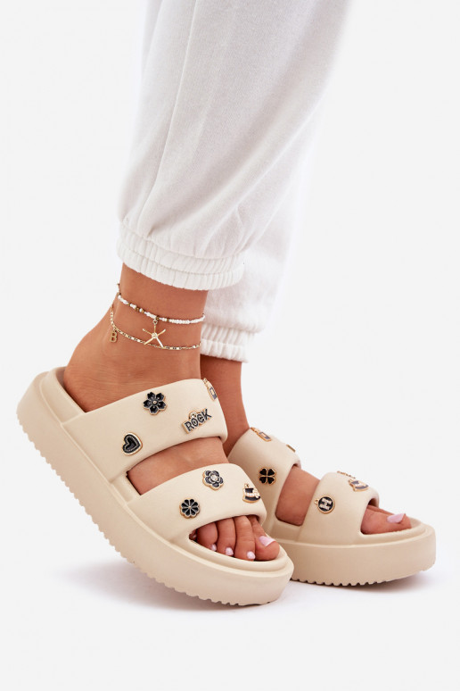 Zapatillas ligeras zapatillas de mujer Z Przypinkami beige Ravanala