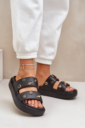 Zapatillas ligeras zapatillas de mujer Z Przypinkami de color negro Ravanala 2