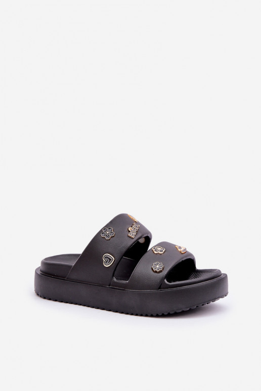 Zapatillas ligeras zapatillas de mujer Z Przypinkami de color negro Ravanala