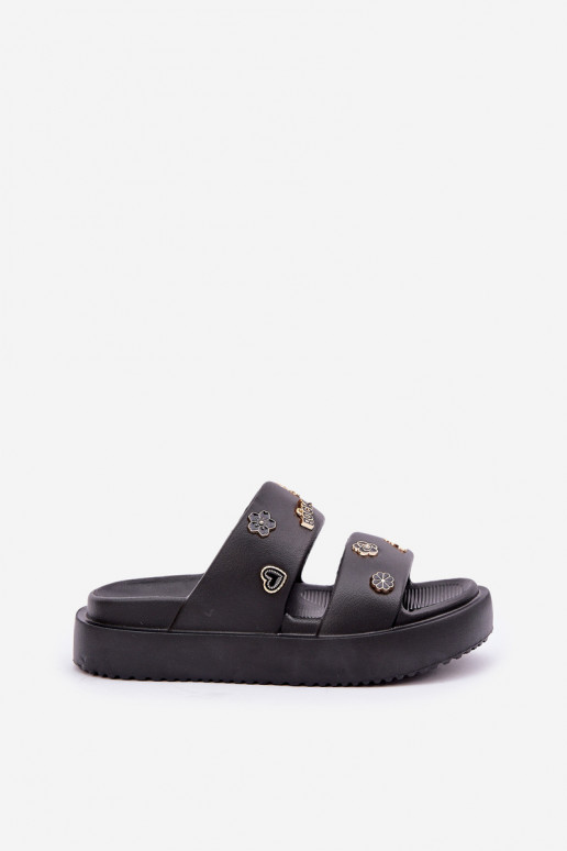 Zapatillas ligeras zapatillas de mujer Z Przypinkami de color negro Ravanala