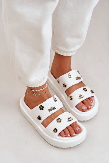 Zapatillas ligeras zapatillas de mujer Z Przypinkami el color blanco Ravanala
