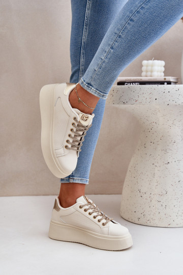Zapatillas modelo zapatos. con una plataforma Con decoracionesi SznuróAkami beige Fonetha