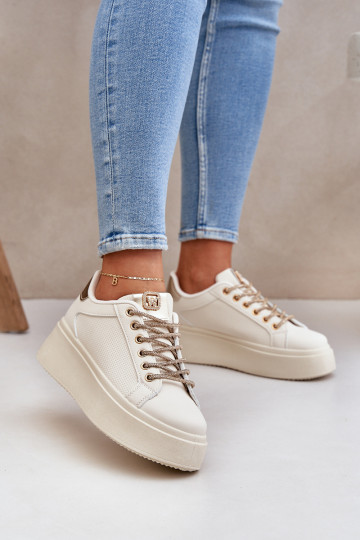 Zapatillas modelo zapatos. con una plataforma Con decoracionesi SznuróAkami beige Fonetha 2