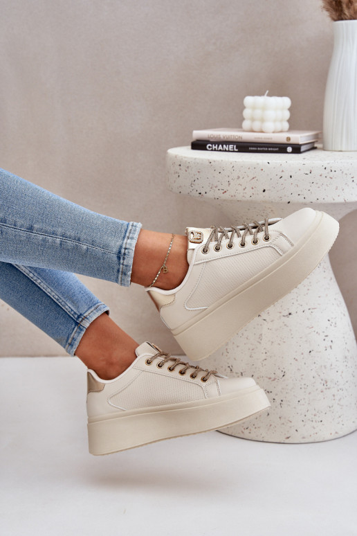 Zapatillas modelo zapatos. con una plataforma Con decoracionesi SznuróAkami beige Fonetha Zapatillas modelo zapatos. con una plataforma Con decoracionesi SznuróAkami beige Fonetha