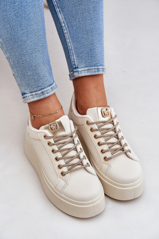 Zapatillas modelo zapatos. con una plataforma Con decoracionesi SznuróAkami beige Fonetha Zapatillas modelo zapatos. con una plataforma Con decoracionesi SznuróAkami beige Fonetha