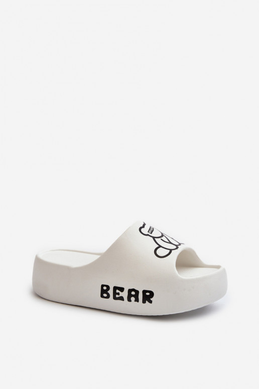 Zapatillas ligeras zapatillas de mujer con suelas masivas de moda con oso el color blanco Lamira Zapatillas ligeras zapatillas de mujer con suelas masivas de moda con oso el color blanco Lamira