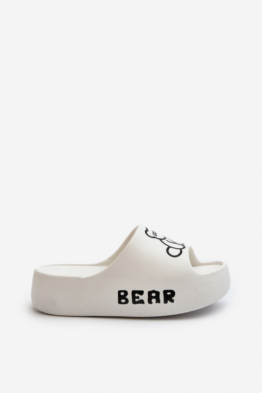 Zapatillas ligeras zapatillas de mujer con suelas masivas de moda con oso el color blanco Lamira Zapatillas ligeras zapatillas de mujer con suelas masivas de moda con oso el color blanco Lamira