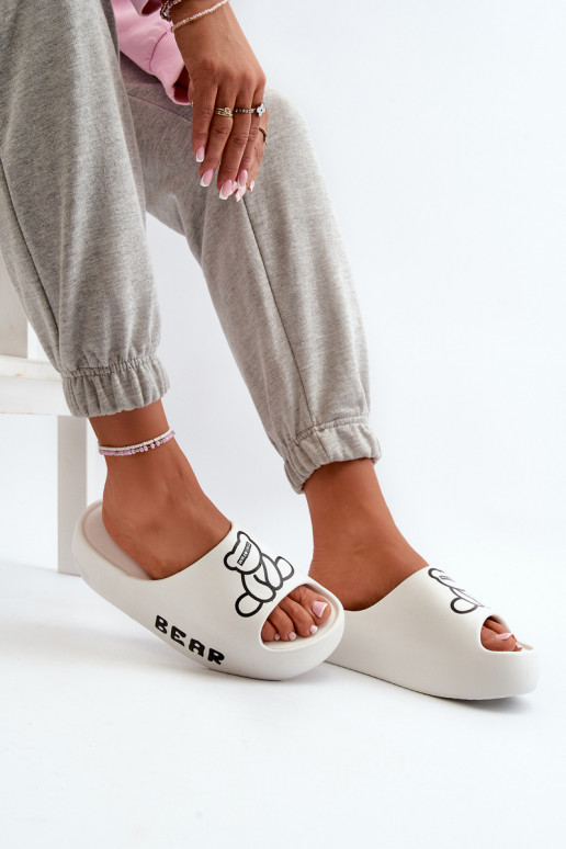 Zapatillas ligeras zapatillas de mujer con suelas masivas de moda con oso el color blanco Lamira Zapatillas ligeras zapatillas de mujer con suelas masivas de moda con oso el color blanco Lamira