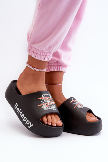 zapatillas de mujer Sobre una suela gruesa con oso Zapatillas ligeras de color negro Serefina 2