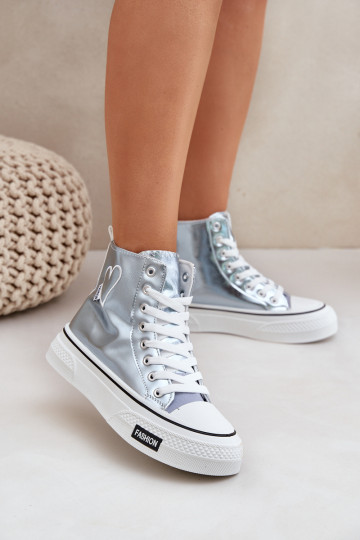 Diseño metálico zapatos de ocio con suela Femenino Con corazón color azul Sumehra 2