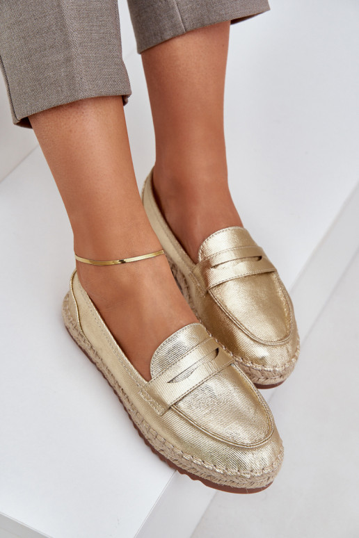 Alpargatas Con JutoAa Plecionką Sobre suela plana color dorado Shilova Alpargatas Con JutoAa Plecionką Sobre suela plana color dorado Shilova