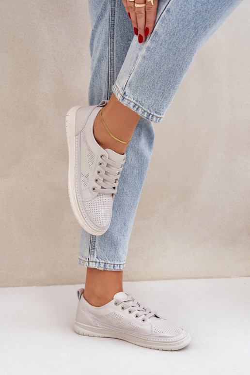 Zapatillas de piel natural. color gris Cloesa