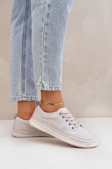 Zapatillas de deporte de piel color gris 2