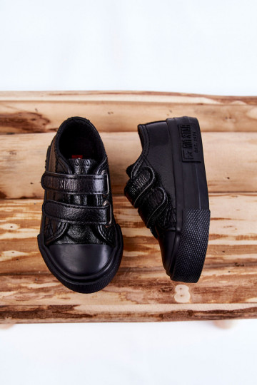 Zapatos casual de piel para niños con cierre adhesivo BIG STAR KK374054 negro 2