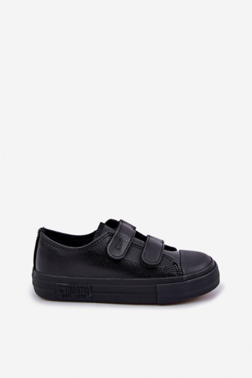 Zapatos casual de piel para niños con cierre adhesivo BIG STAR KK374054 negro