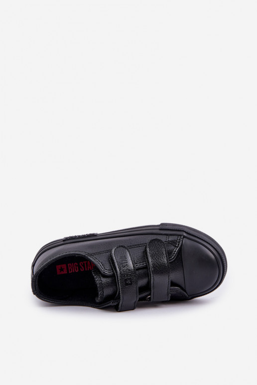 Zapatos casual de piel para niños con cierre adhesivo BIG STAR KK374054 negro