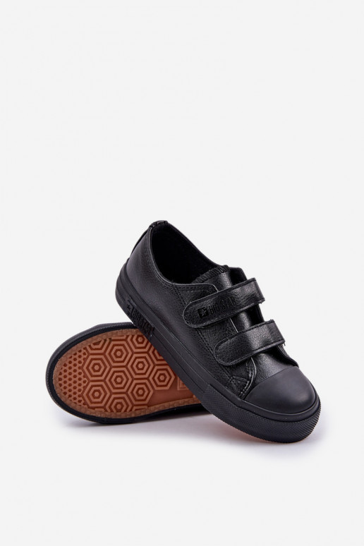 Zapatos casual de piel para niños con cierre adhesivo BIG STAR KK374054 negro