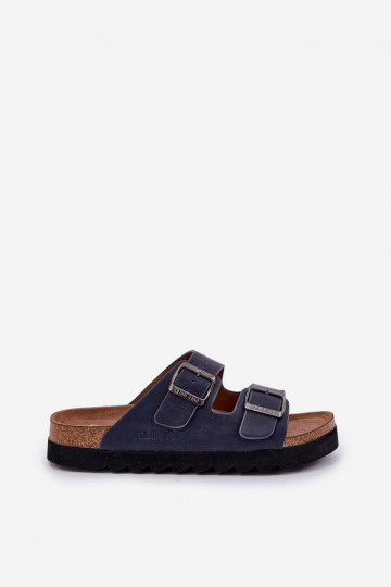 Zapatillas de hombre ligeras. con hebillas de cuero ecológico Big Star NN174530 azul oscuro 2