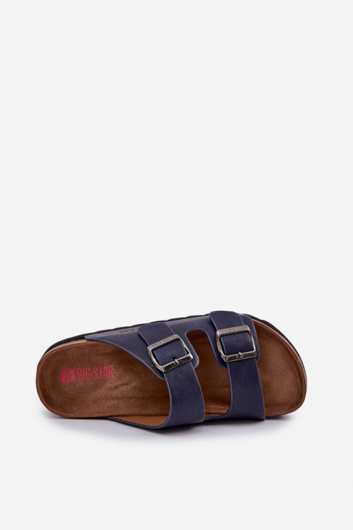 Zapatillas de hombre ligeras. con hebillas de cuero ecológico Big Star NN174530 azul oscuro