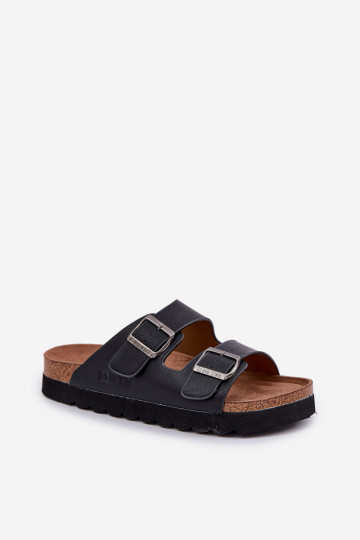 Zapatillas de hombre ligeras. con hebillas de cuero ecológico Big Star NN174531 de color negro