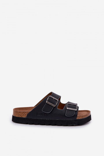 Zapatillas de hombre ligeras. con hebillas de cuero ecológico Big Star NN174531 de color negro 2