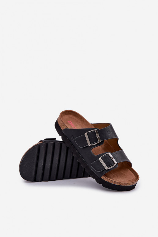 Zapatillas de hombre ligeras. con hebillas de cuero ecológico Big Star NN174531 de color negro