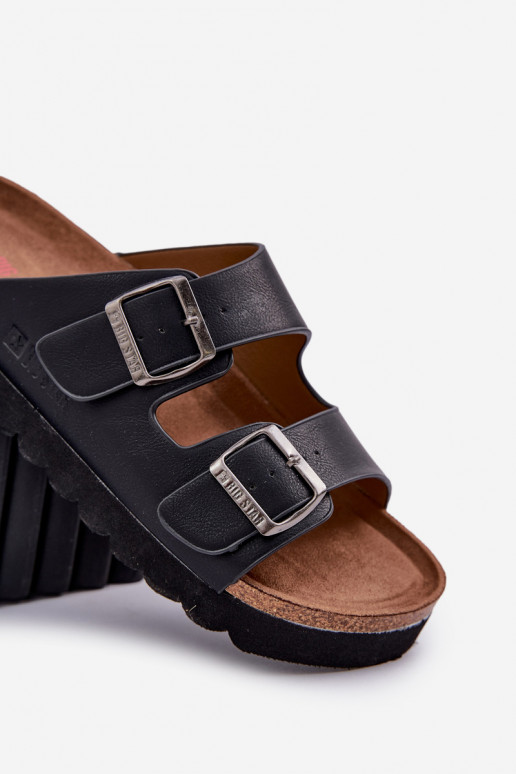 Zapatillas de hombre ligeras. con hebillas de cuero ecológico Big Star NN174531 de color negro