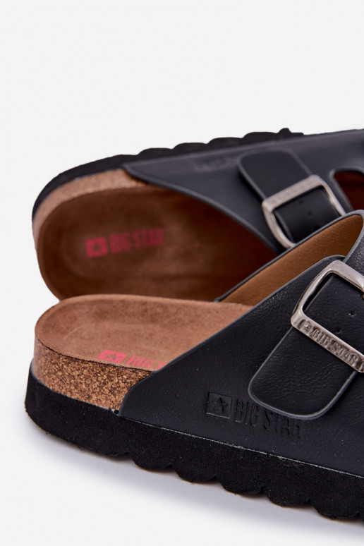 Zapatillas de hombre ligeras. con hebillas de cuero ecológico Big Star NN174531 de color negro