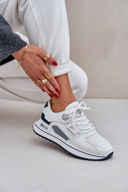 zapatillas Zapatillas modelo zapatos. Femenino Big Star NN274A103 HI-POLY SYSTEM Blanco-azul oscuro