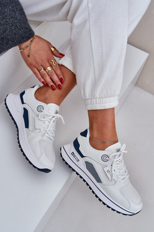 zapatillas Zapatillas modelo zapatos. Femenino Big Star NN274A103 HI-POLY SYSTEM Blanco-azul oscuro