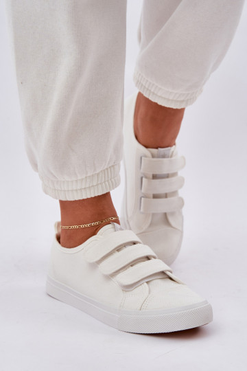 Juventud zapatillas de suela plana con sujetadores adhesivos el color blanco Dilan