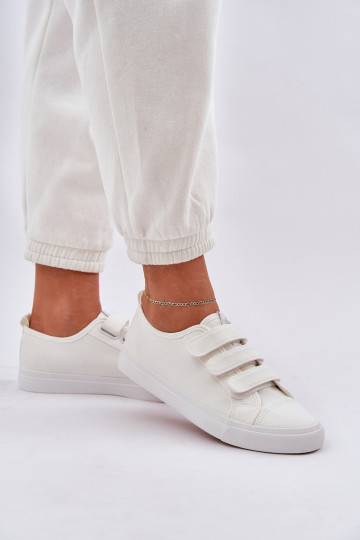 Juventud zapatillas de suela plana con sujetadores adhesivos el color blanco Dilan 2