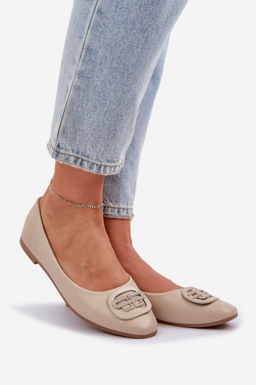 bailarinas Sobre suela plana con adornos beige Ainoria bailarinas Sobre suela plana con adornos beige Ainoria