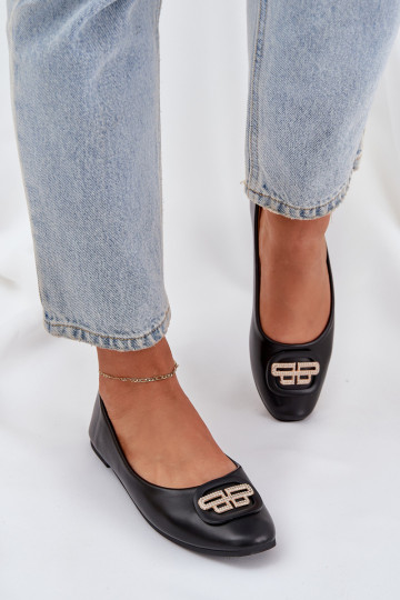 bailarinas Sobre suela plana con adornos de color negro Ainoria