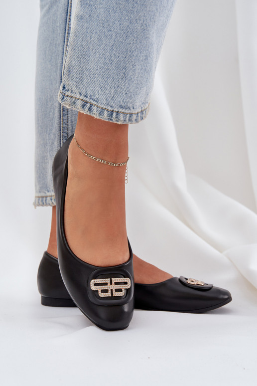 bailarinas Sobre suela plana con adornos de color negro Ainoria