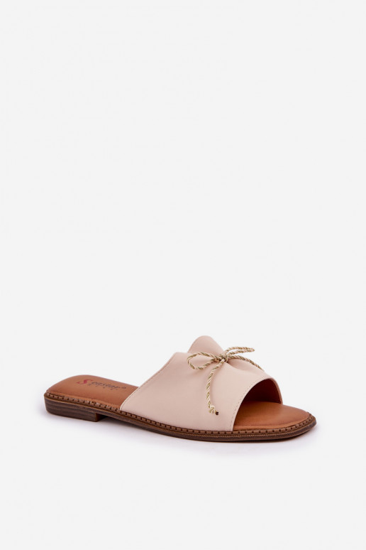 Zapatillas Sobre suela plana para decorar Kokardką beige Deonelis Zapatillas Sobre suela plana para decorar Kokardką beige Deonelis