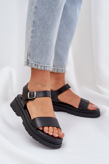 Sandalias de mujer con una plataforma de color negro Evaretha 2