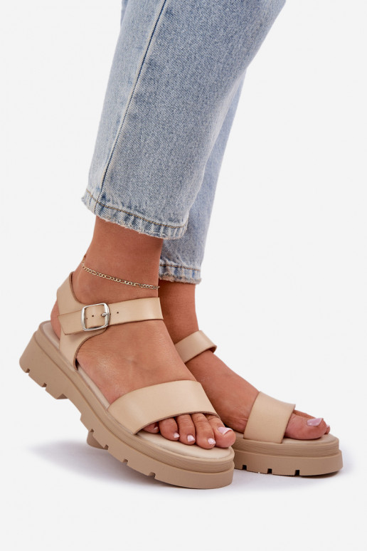 Sandalias de mujer con una plataforma beige Evaretha