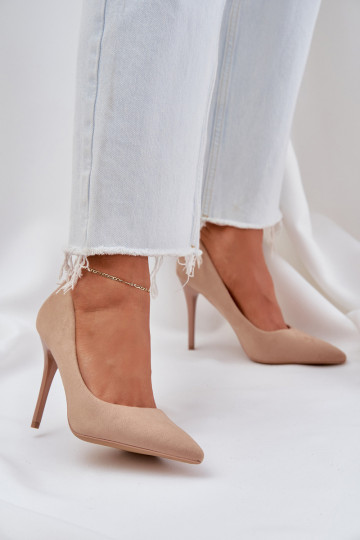 modelo clásico zapatos de tacón alto Z de gamuza ecológicau beige Activadovinda