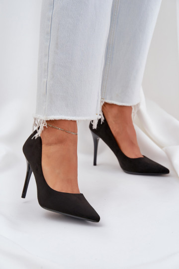 modelo clásico zapatos de tacón alto Z de gamuza ecológicau de color negro Activadovinda