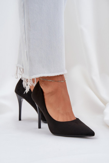 modelo clásico zapatos de tacón alto Z de gamuza ecológicau de color negro Activadovinda 2