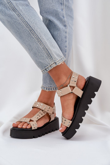 Decorado sandalias con una plataforma beige Tatellia 2